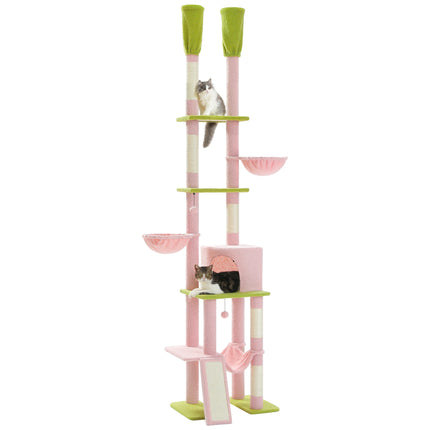 Torre para gatos con forma de cactus, ajustable desde el piso hasta el techo