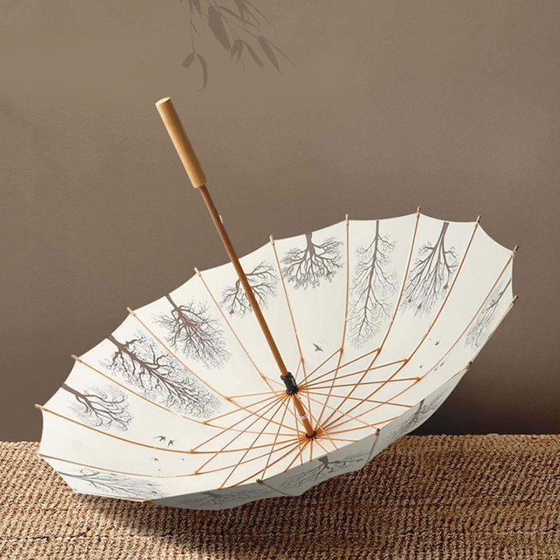 16-Rib Manual Umbrella with Wooden Handle