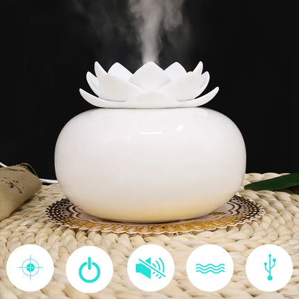 Humidificador y difusor de aroma Lotus Air - Mini generador de niebla de cerámica