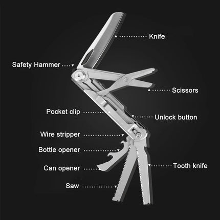 Couteau pliant multifonctionnel - Outil de poche EDC en acier 440 avec ciseaux, scie et décapsuleur