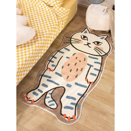 Alfombras decorativas para sala de estar con dibujos animados: diseño de gato adorable