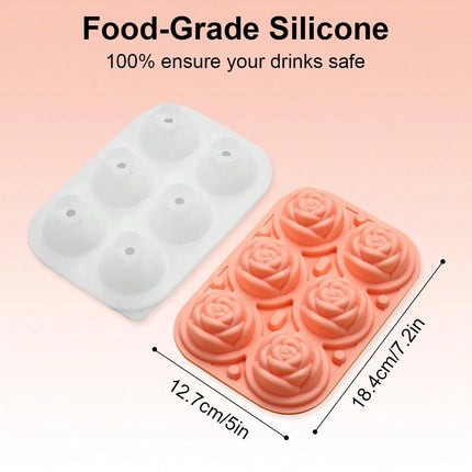 Rose-Shaped Silicone Ice Cube Tray with Lid