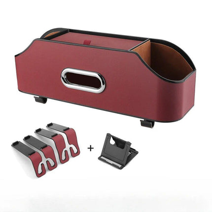 Leather Multi-Use Car Storage Box with Tissue Holder & Phone Stand - Wnkrs