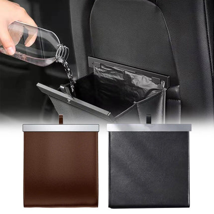 Luxury Waterproof Leather Car Trash Bin - Easy Install, Space-Saving & Magnetic Closure - Wnkrs