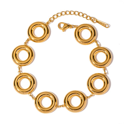 Elegant 18k Gold Plated Stainless Steel Doughnut Bangle Bracelet