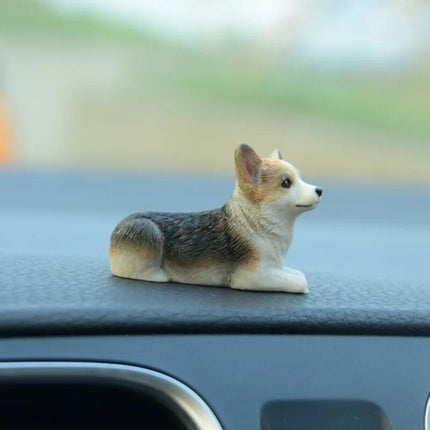 Cute Corgi Dashboard Ornament - Mini Resin Puppy Car Decor - Wnkrs