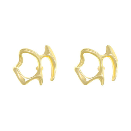 Liquid Metal Silver Irregular Stud Earrings - Wnkrs