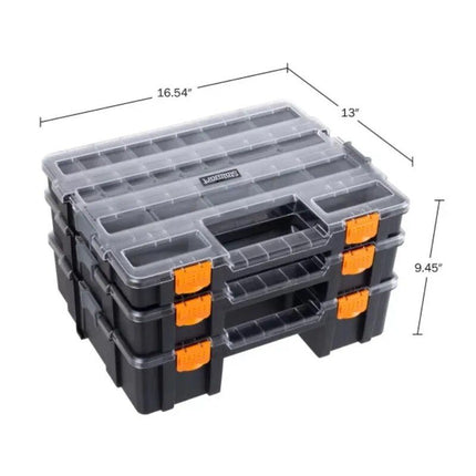 3-in-1 Stacking Portable Tool Chest Organizer with Customizable Compartments - Wnkrs