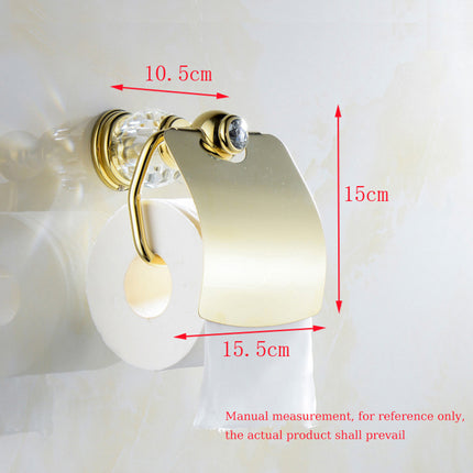 Luxury Gold Brass Toilet Paper Holder with Crystal Decoration