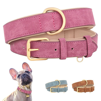 Collar para perros acolchado de cuero suave, ajustable y duradero para perros pequeños y medianos