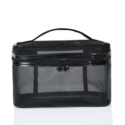 Bolsa de maquillaje de malla transparente