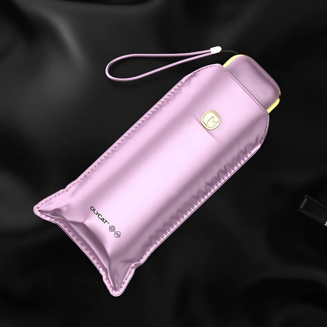 Mini parapluie portable avec protection UV - Revêtement or titane