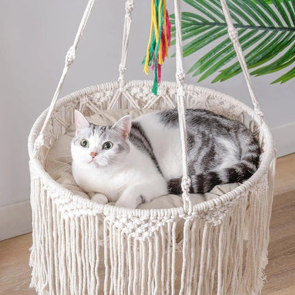 Boho Chic Macrame Cat Hammock - Wnkrs