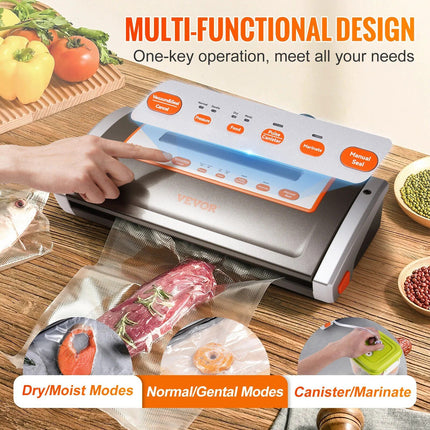 Multi-functional Automatic Vacuum Sealer Machine with Built-in Cutter for Food Preservation - Wnkrs