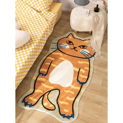 Alfombras decorativas para sala de estar con dibujos animados: diseño de gato adorable