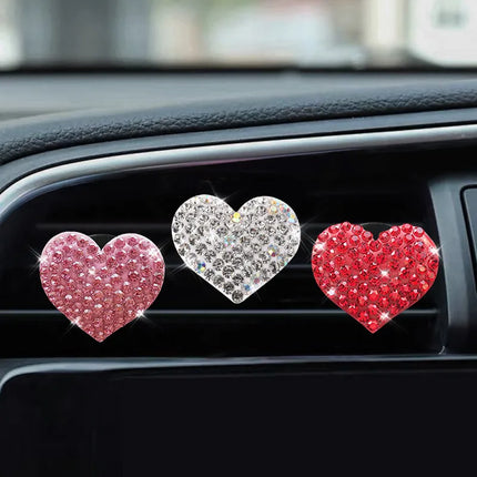 Colorful Heart-Shaped Rhinestone Car Perfume Clip - Wnkrs