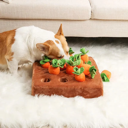 Jouet interactif en peluche pour chien en forme de ferme de carottes