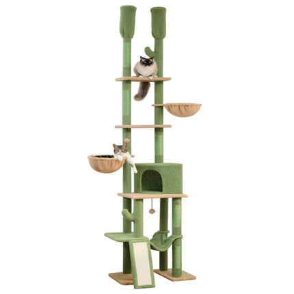 Torre para gatos con forma de cactus, ajustable desde el piso hasta el techo