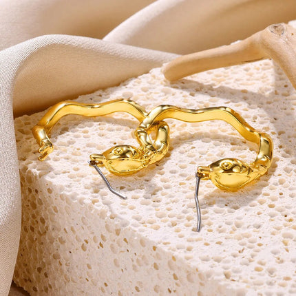 Gold Color Stainless Steel Hoop Earrings