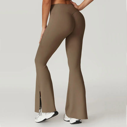 Pantalon de yoga évasé taille haute pour femme