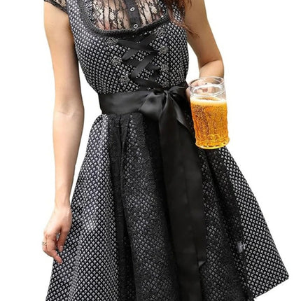 Vestido de manga corta con lazo y traje de cerveza para primavera y verano