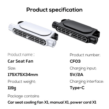 Ventilateur de refroidissement réglable à 3 vitesses pour siège de voiture