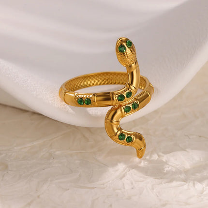 Anillos de serpiente de acero inoxidable dorado para mujer: joyería estética vintage con animales