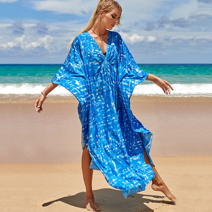 Vestido largo de protección solar para vacaciones en la playa, bikini, blusa, traje de baño, ropa de abrigo para mujer