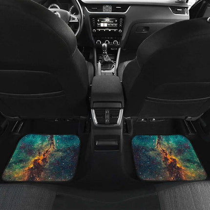 Galaxy Space Teal & Orange Car Floor Mats Set - Wnkrs