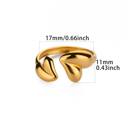 Bague ajustable en acier inoxydable en forme de cœur