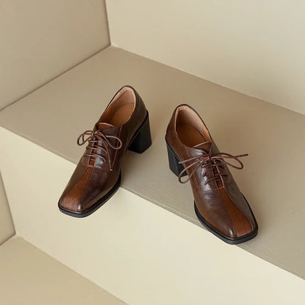 Zapatos Oxford de piel auténtica con cordones