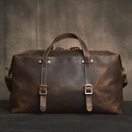 Bolso de viaje vintage de cuero genuino para hombre