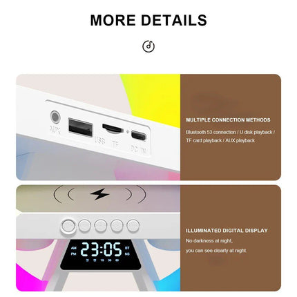 3-in-1 Wireless Charger Stand with Bluetooth Speaker and RGB Night Light - Wnkrs