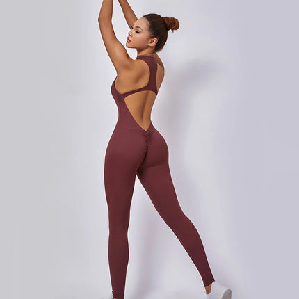 Combinaison de yoga zippée pour femme - Body dos nu sans manches