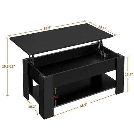 Black Lift Top Coffee Table with Hidden Storage - Wnkrs