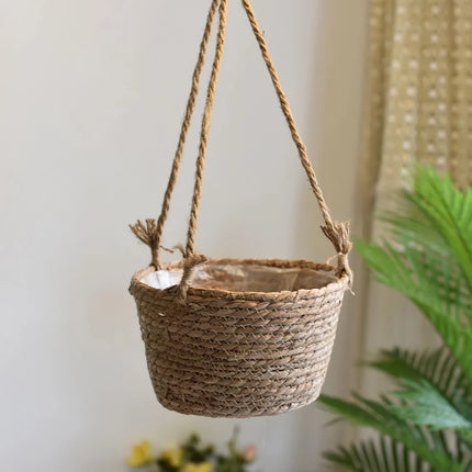 Charmant panier à fleurs suspendu en corde de jute pour décoration intérieure et extérieure