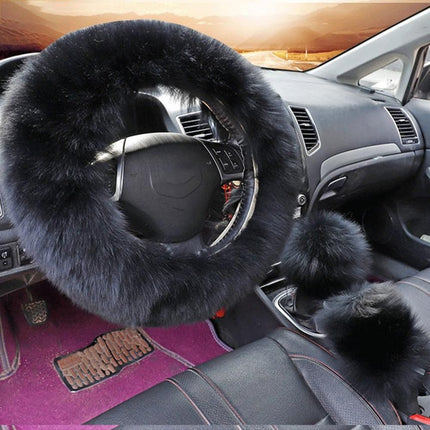 Warm & Fluffy Woolen Steering Wheel Cover Kit - Wnkrs