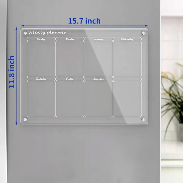Tablero magnético acrílico transparente para calendario de refrigerador