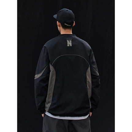 Sudadera con cuello redondo y parches de estilo urbano coreano de primavera para hombre