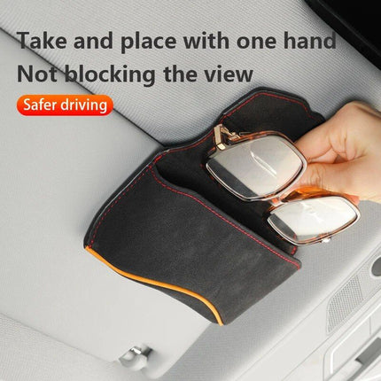 Luxurious Suede Leather Car Visor Glasses Holder - Wnkrs