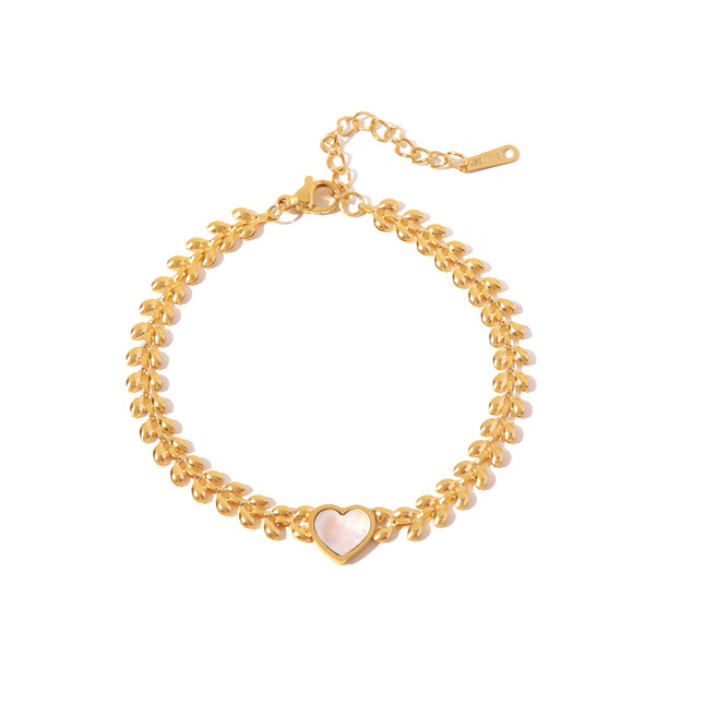 Pulsera con colgante de corazón romántico