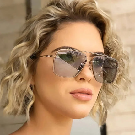 Classic Vintage Square Sunglasses - Luxury UV400 Metal Frame Shades for Men and Women