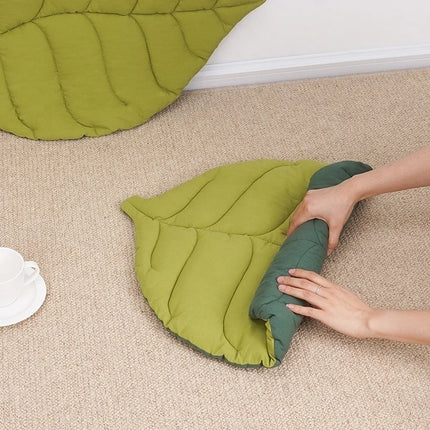 Estera de cama para gatos de algodón suave con forma de hoja