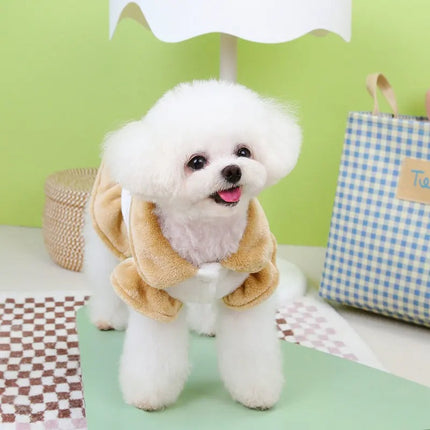 Vestido con cuello de oso de peluche para perros y gatos