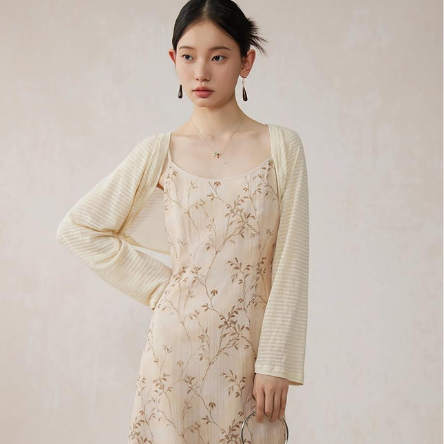 Elegant Floral A-Line Midi Dress with Lace Details