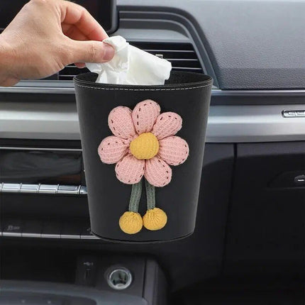 Luxury Leather Car Trash Can – Portable Garbage Bin for Auto Interiors - Wnkrs