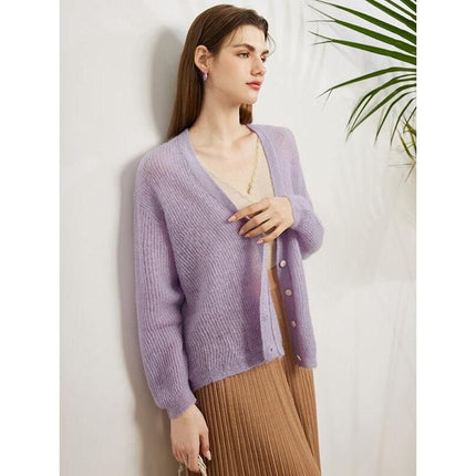 Cardigan douillet en mélange de mohair et de laine pour femme