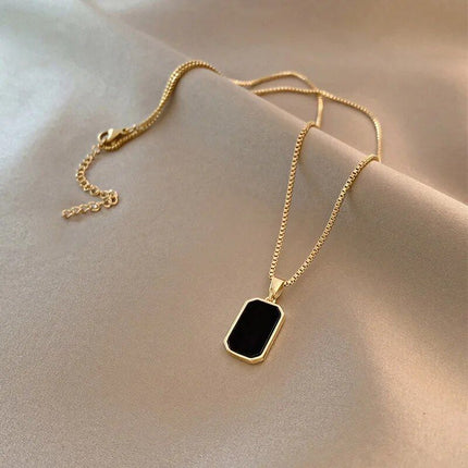 Geometric Gold-Color Square Pendant Necklace - Wnkrs