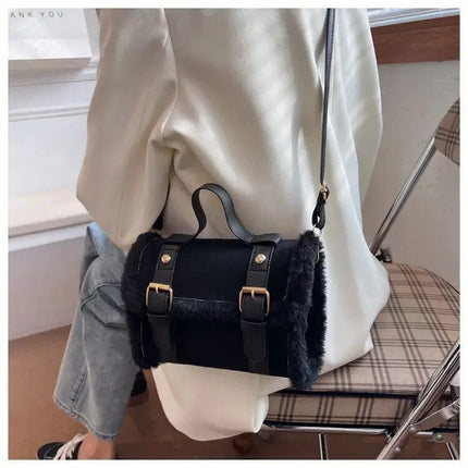 Chic Winter Plush Crossbody Bag - Wnkrs