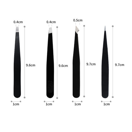 Lot de 4 pinces à épiler professionnelles pour sourcils